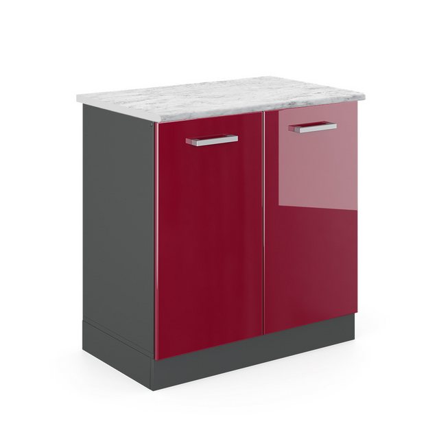 Vicco Spülenunterschrank R-Line, Bordeaux Hochglanz/Anthrazit, 80 cm AP Mar günstig online kaufen