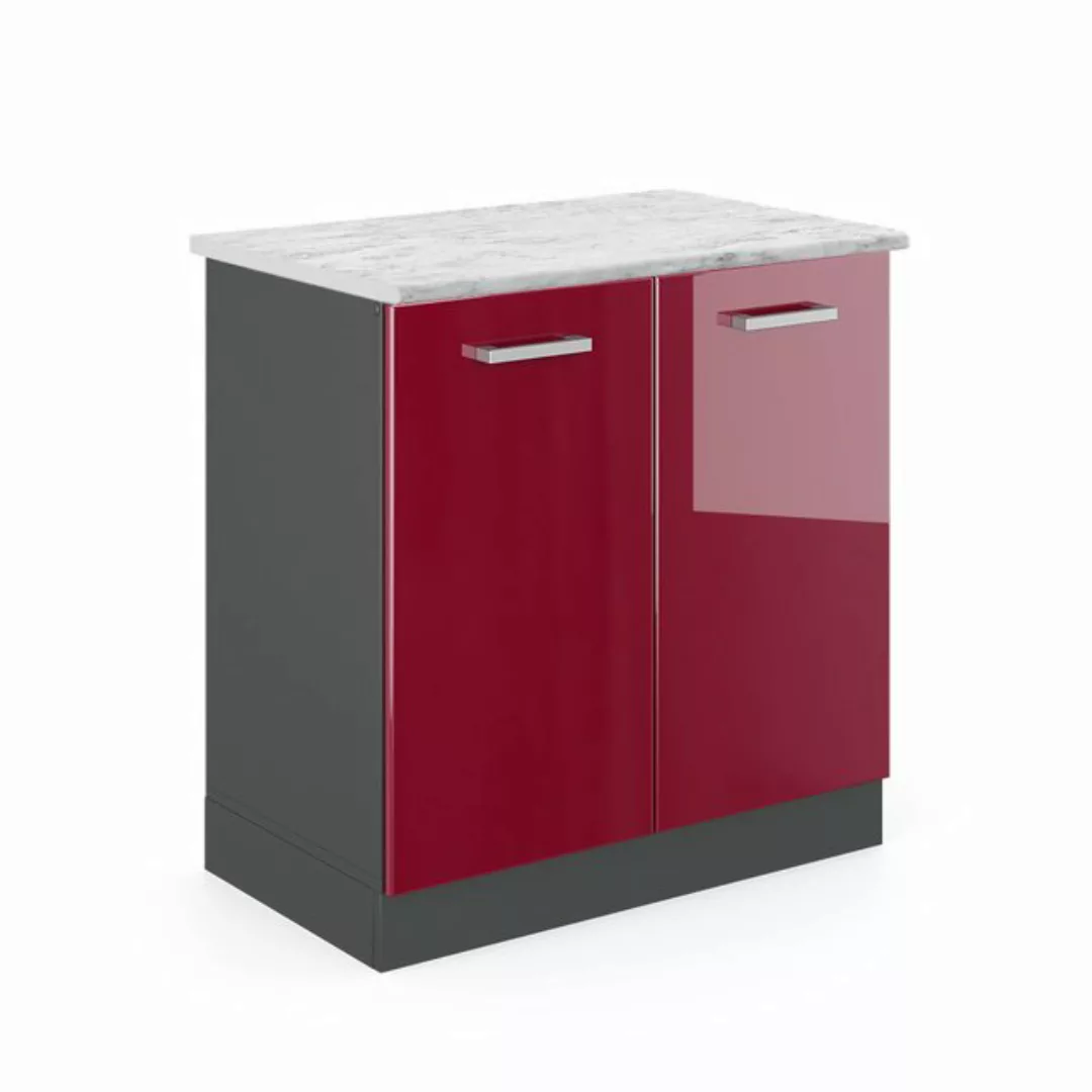 Vicco Spülenunterschrank R-Line, Bordeaux Hochglanz/Anthrazit, 80 cm AP Mar günstig online kaufen