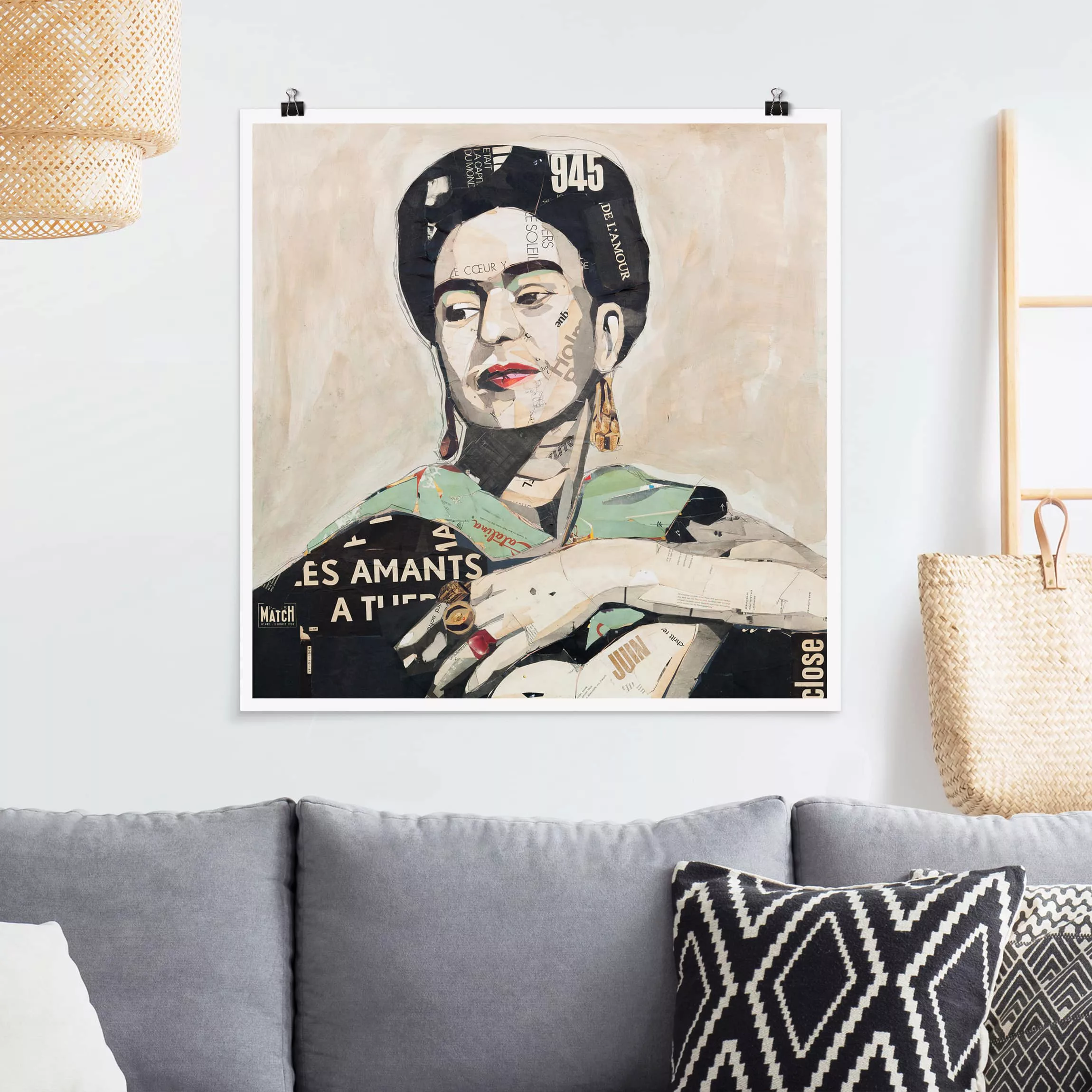 Poster Kunstdruck - Quadrat Frida Kahlo - Collage No.4 günstig online kaufen