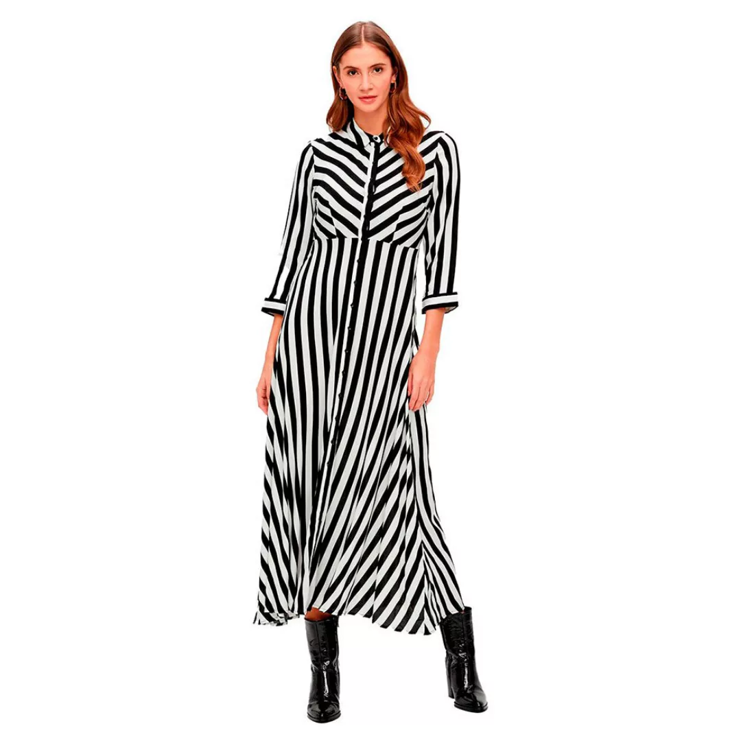 Yas Savanna Langarm Langes Kleid 2XL Black / Stripes W White Stripes günstig online kaufen
