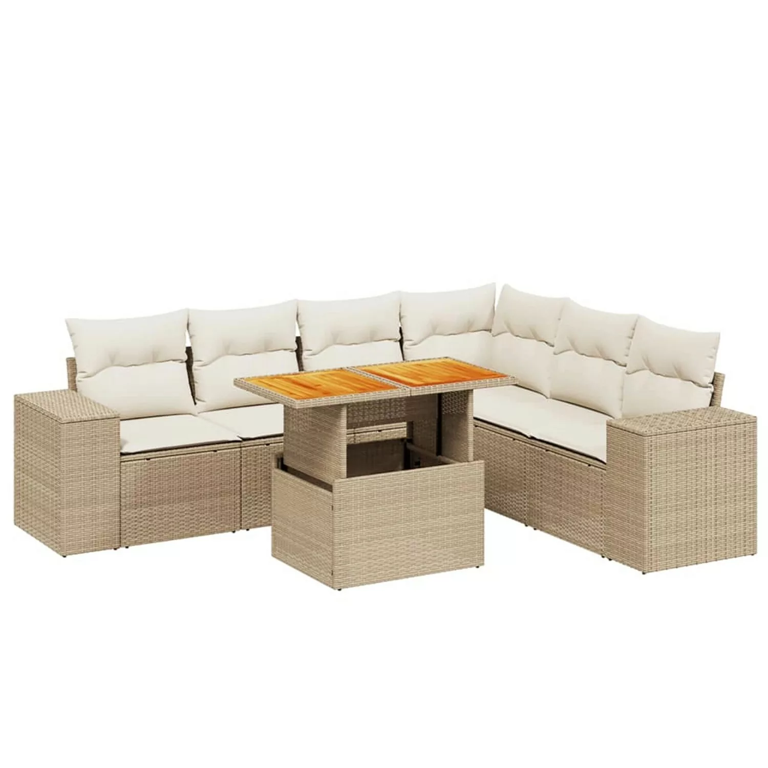 vidaXL 7-tlg Garten-Sofagarnitur mit Kissen Beige Poly Rattan Modell 429 günstig online kaufen