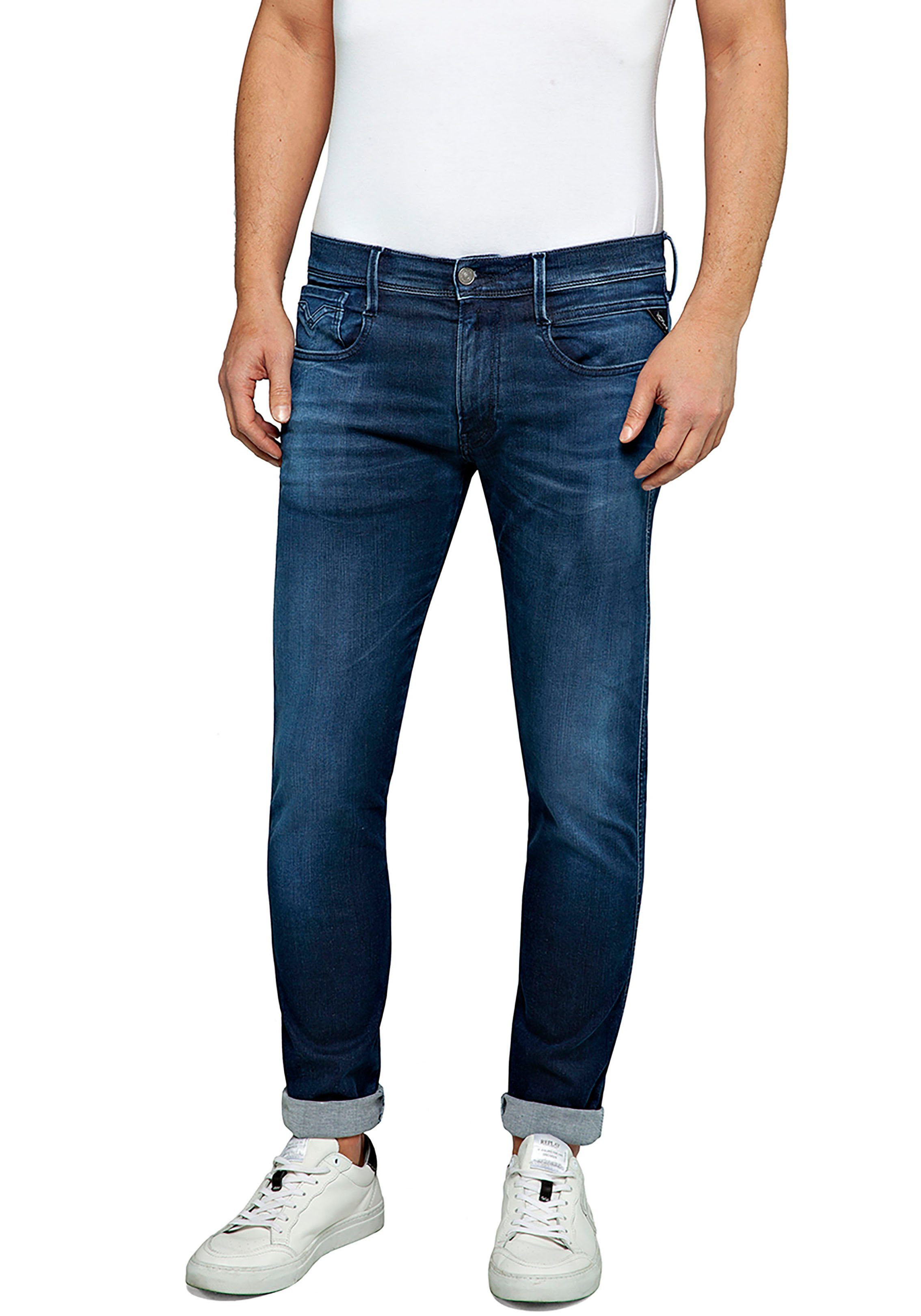 Replay Herren Jeans ANBASS - Slim Fit - Blau - Dark Blue Denim Hyperflex St günstig online kaufen