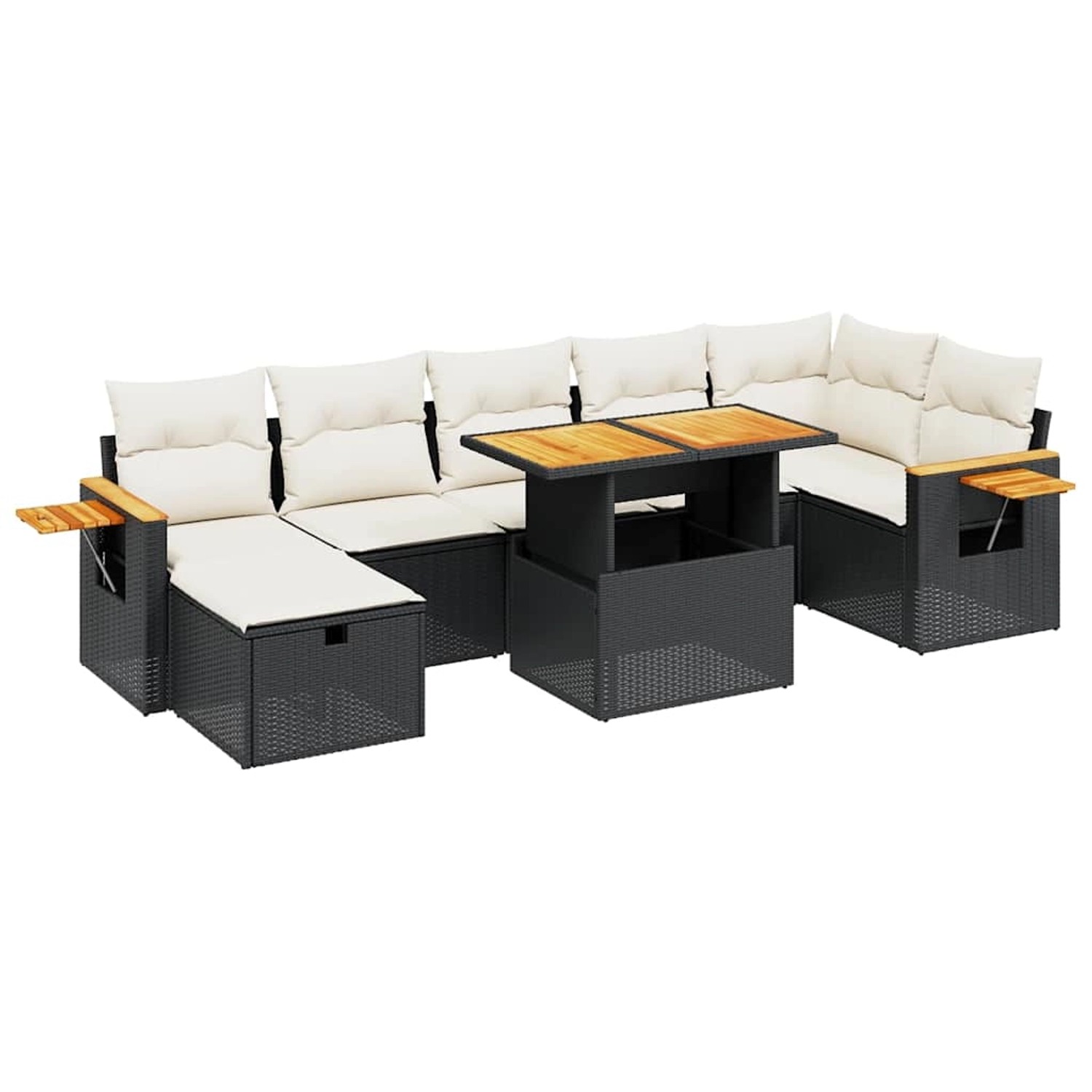 vidaXL 8-Tlg Garten-Sofagarnitur mit Kissen Schwarz Poly Rattan 3276150 günstig online kaufen