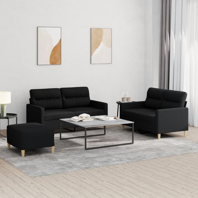 vidaXL Sofa 3-tlg. Sofagarnitur mit Kissen Hellgrau Stoff günstig online kaufen