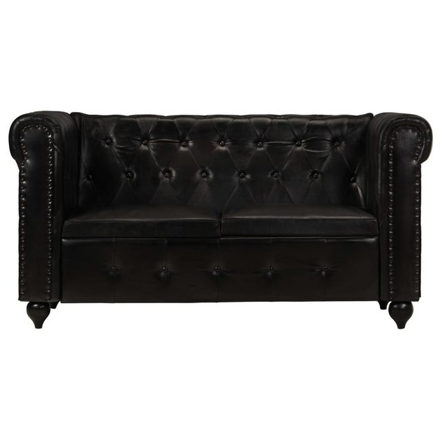 vidaXL Sofa Chesterfield-Sofa 2-Sitzer Schwarz Echtleder günstig online kaufen