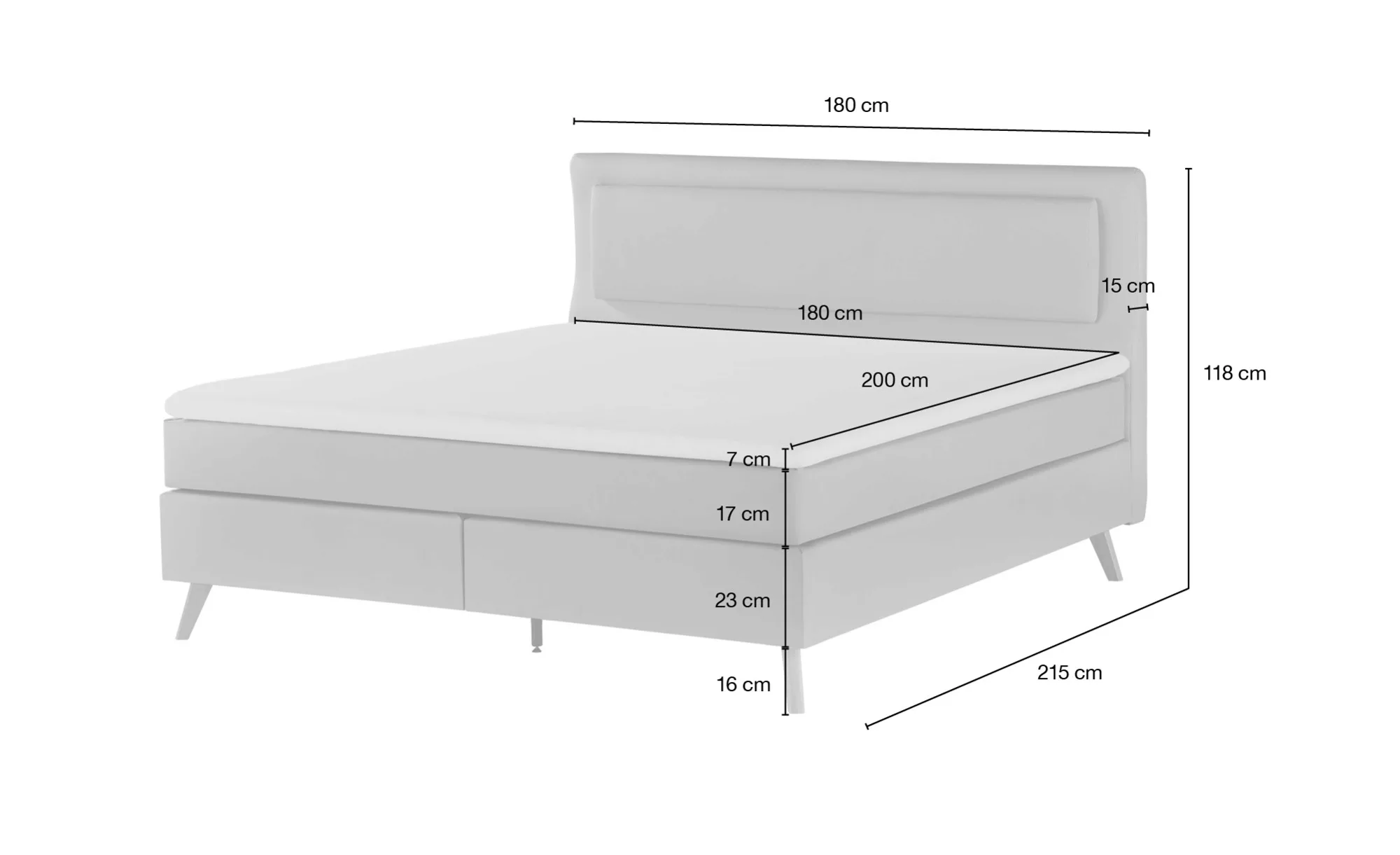 Boxspringbett  Gorge ¦ beige ¦ Maße (cm): B: 180 H: 118 Betten > Boxspringb günstig online kaufen