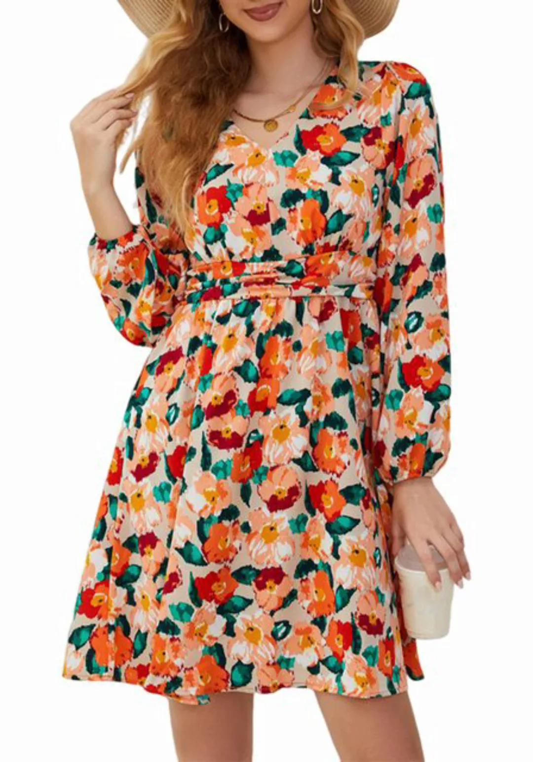 Lovolotti Sommerkleid Kleid Damen LO-KLDE-L12 Kleider Blumenkleid Dress Blu günstig online kaufen