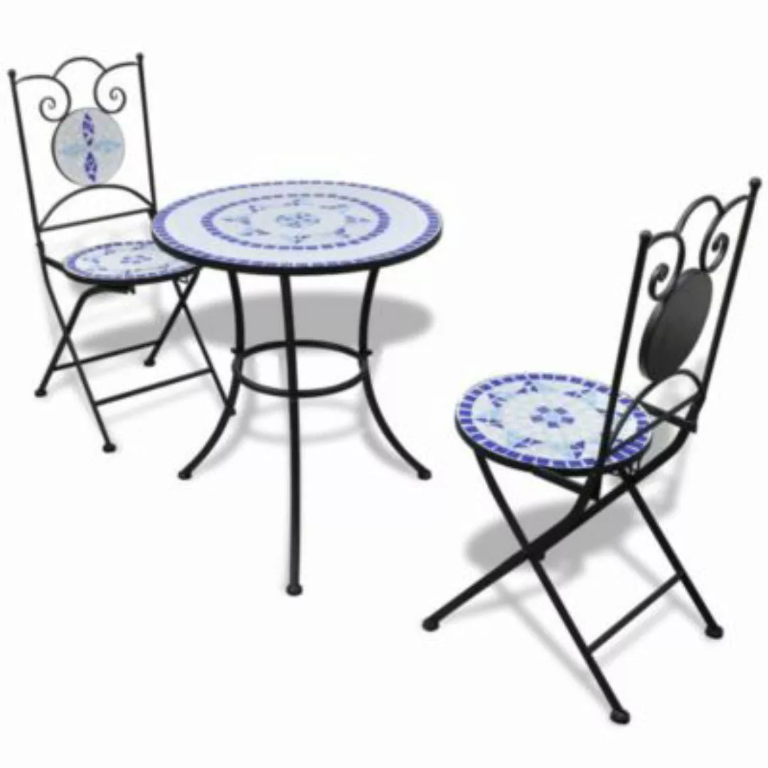 3-tlg. Bistro-set Keramikfliesen Blau Und Weiß günstig online kaufen