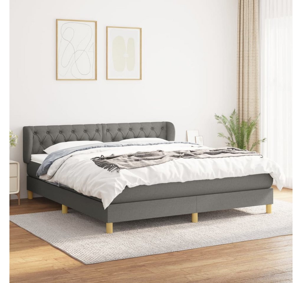 vidaXL Boxspringbett Boxspringbett mit Matratze Schwarz 160x200 cm Stoff Be günstig online kaufen