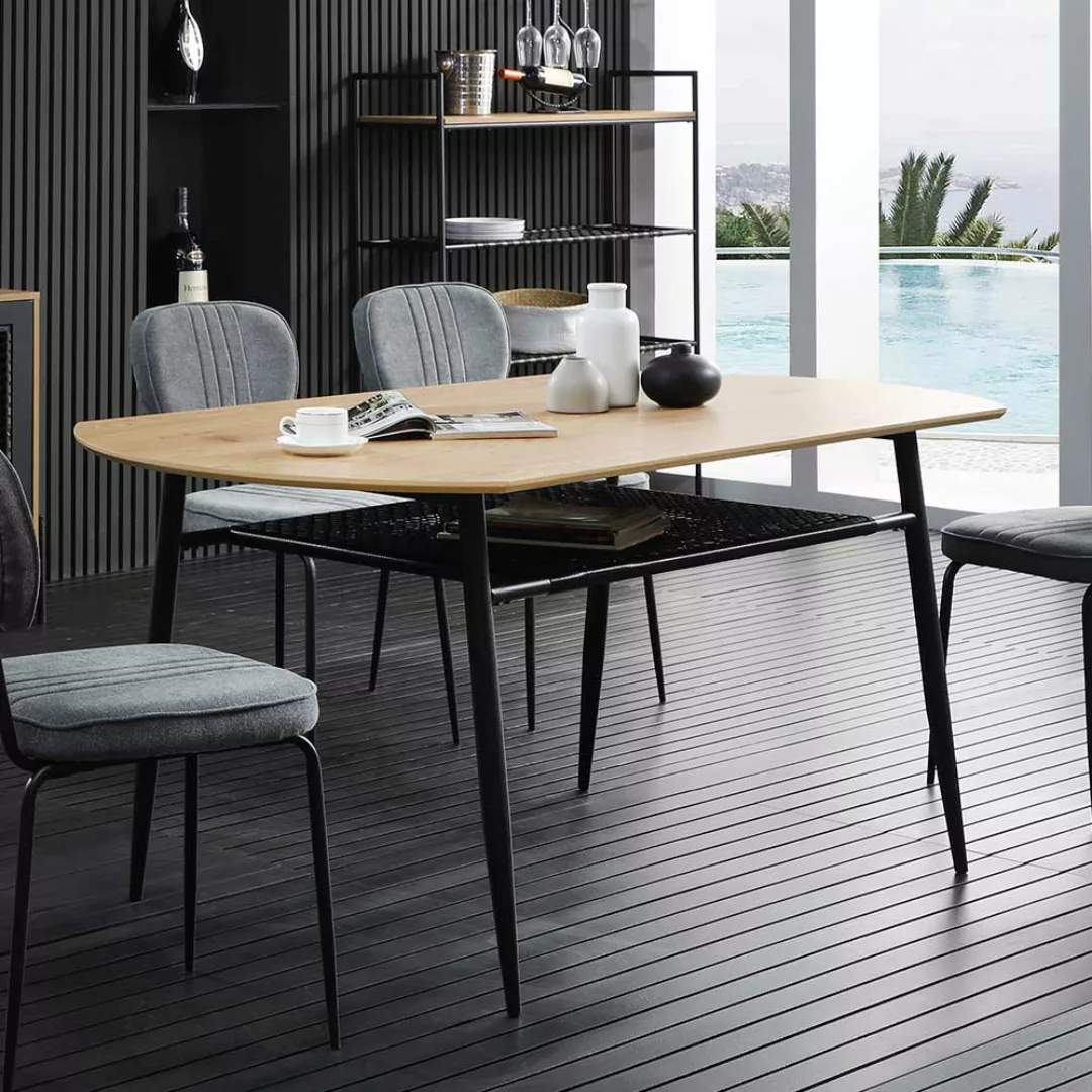Design Esszimmer Tisch in Holz Naturfarben Retrostil günstig online kaufen