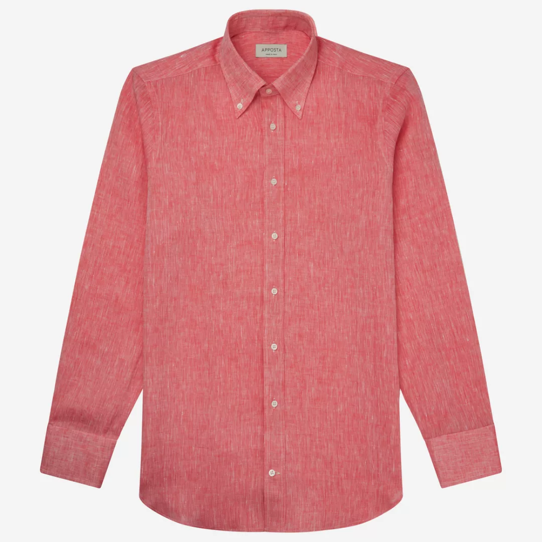 Hemd  einfarbig  rot leinen leinwandbindung leinen aus der normandie, krage günstig online kaufen