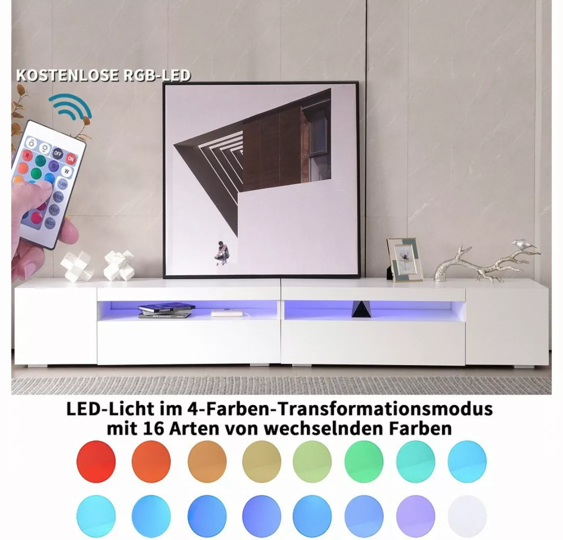 PFCTART TV-Schrank Weißer moderner TV-Schrank helles Panel variable LED-Bel günstig online kaufen