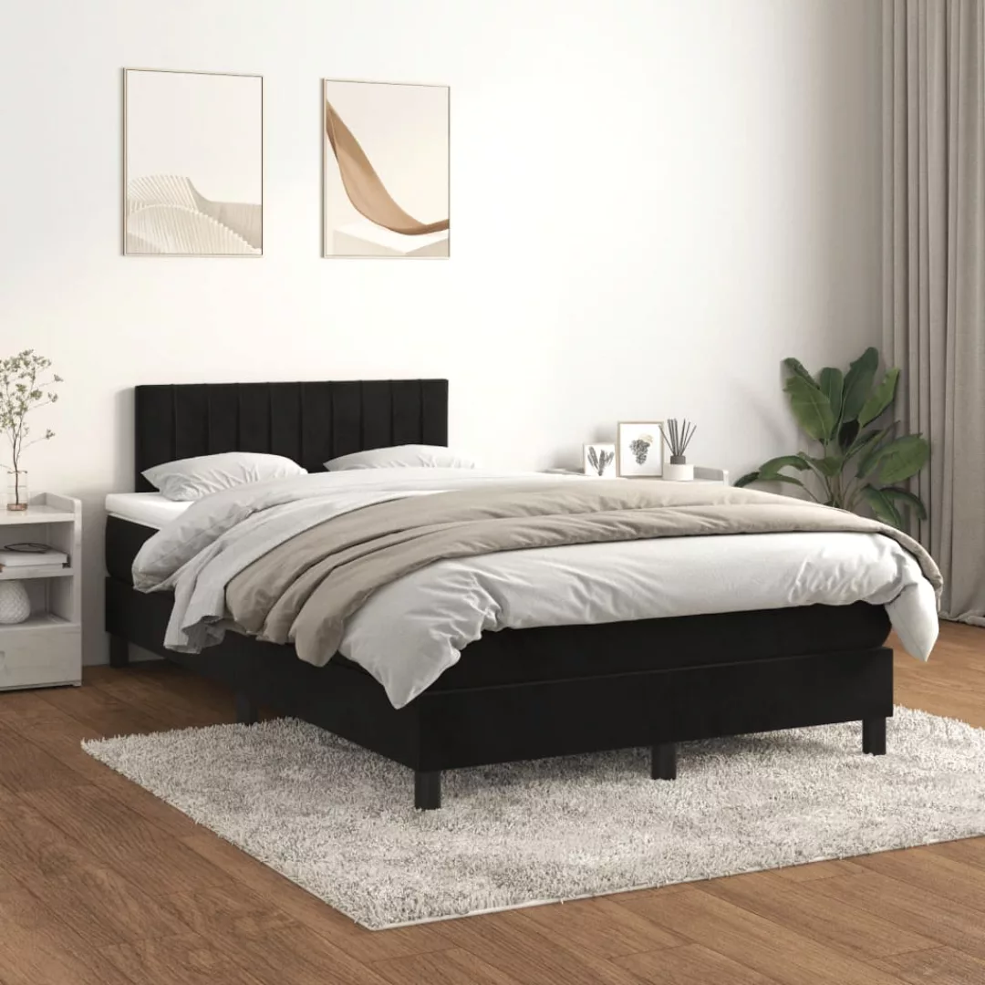 vidaXL Boxspringbett Boxspringbett mit Matratze Schwarz 120x200 cm Samt Bet günstig online kaufen