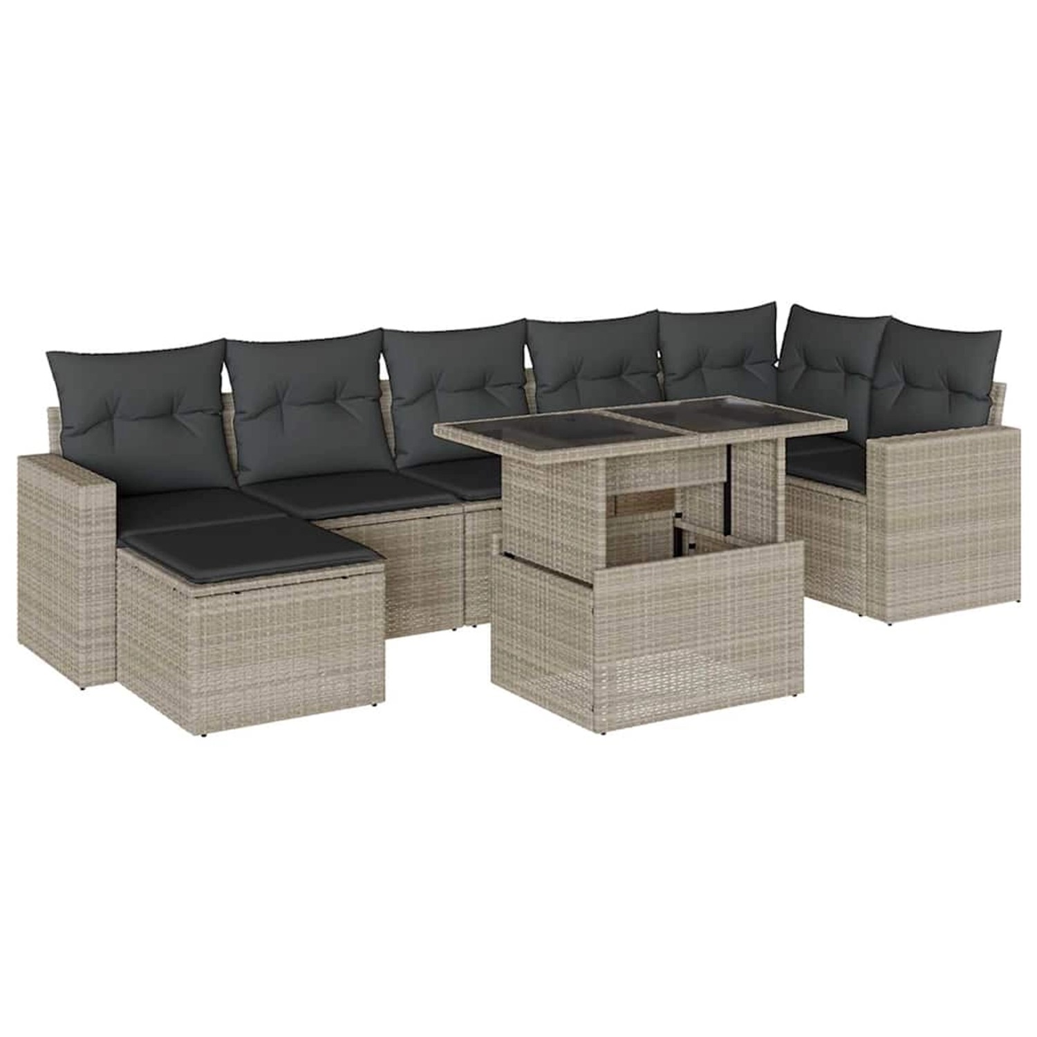 vidaXL 8-Tlg Garten-Sofagarnitur mit Kissen Hellgrau Poly Rattan 3267432 günstig online kaufen