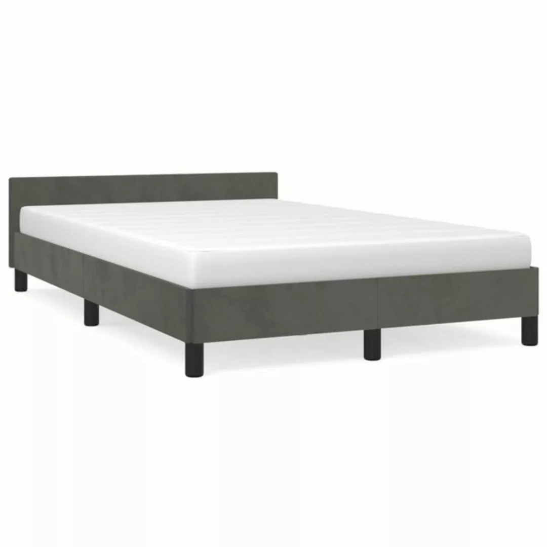 furnicato Bett Bettgestell mit Kopfteil Dunkelgrau 120x200 cm Samt günstig online kaufen