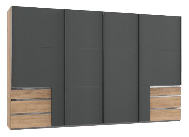 Kleiderschrank 350 cm breit mit Schubladen LEVEL36 A Grau günstig online kaufen