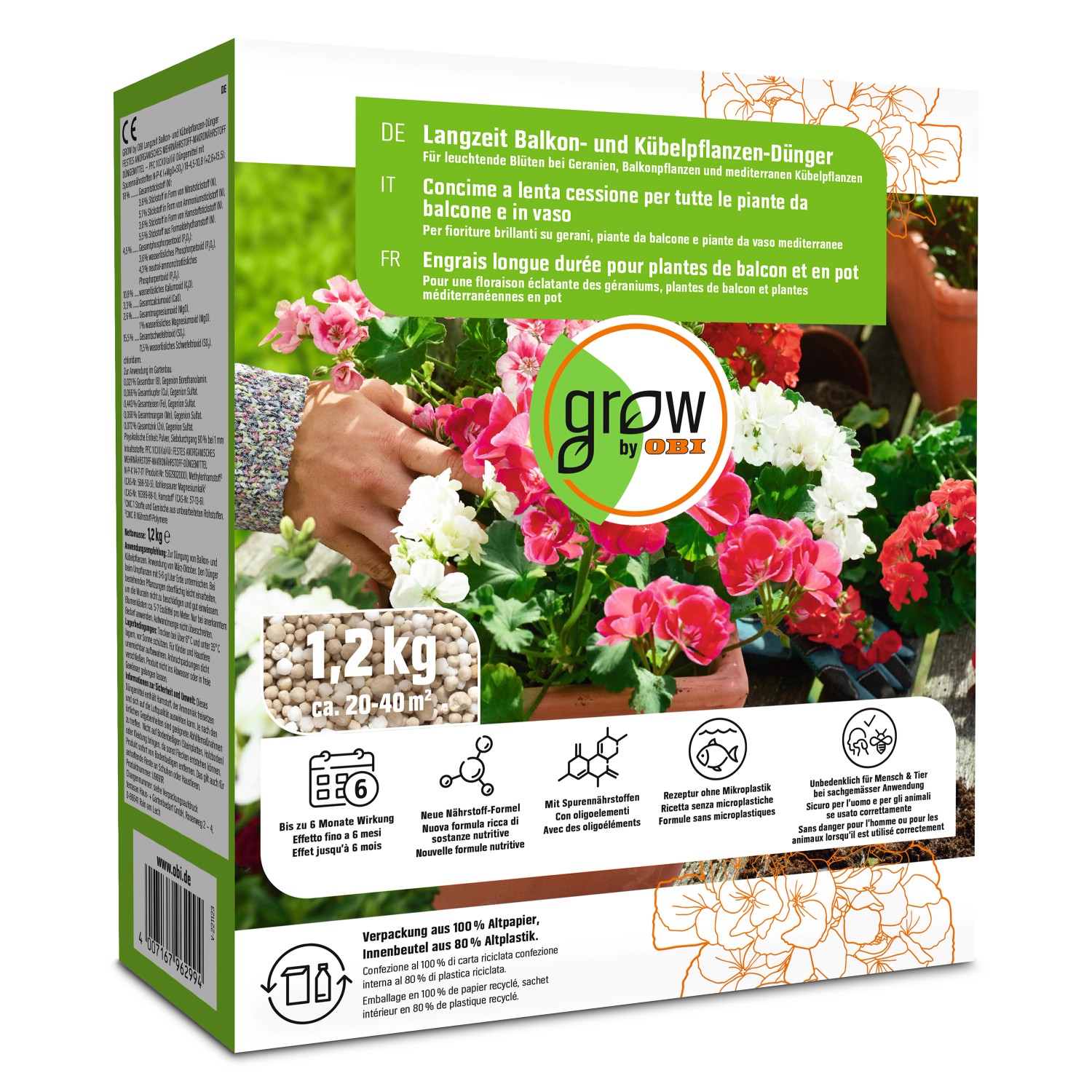 GROW by OBI Langzeit Balkon- und Kübelpflanzen-Dünger, 1,2 kg günstig online kaufen