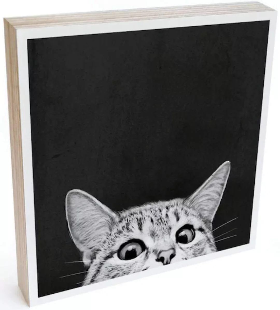 Wall-Art Holzbild "Tischdeko Katze Holzbild", (1 St.), bedrucktes Holzbild günstig online kaufen
