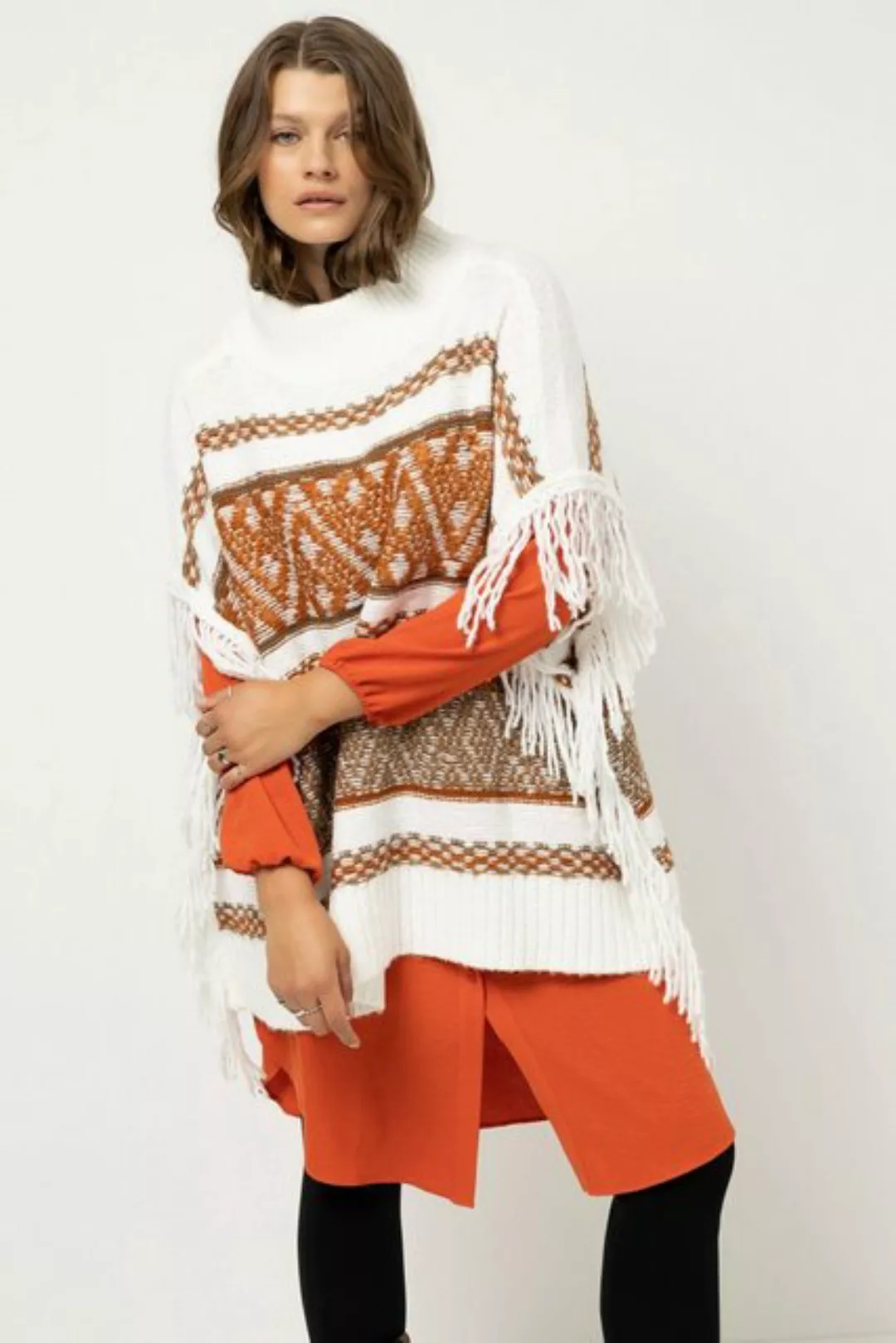 Studio Untold Pullunder Poncho oversized Ethnomuster Fransen günstig online kaufen