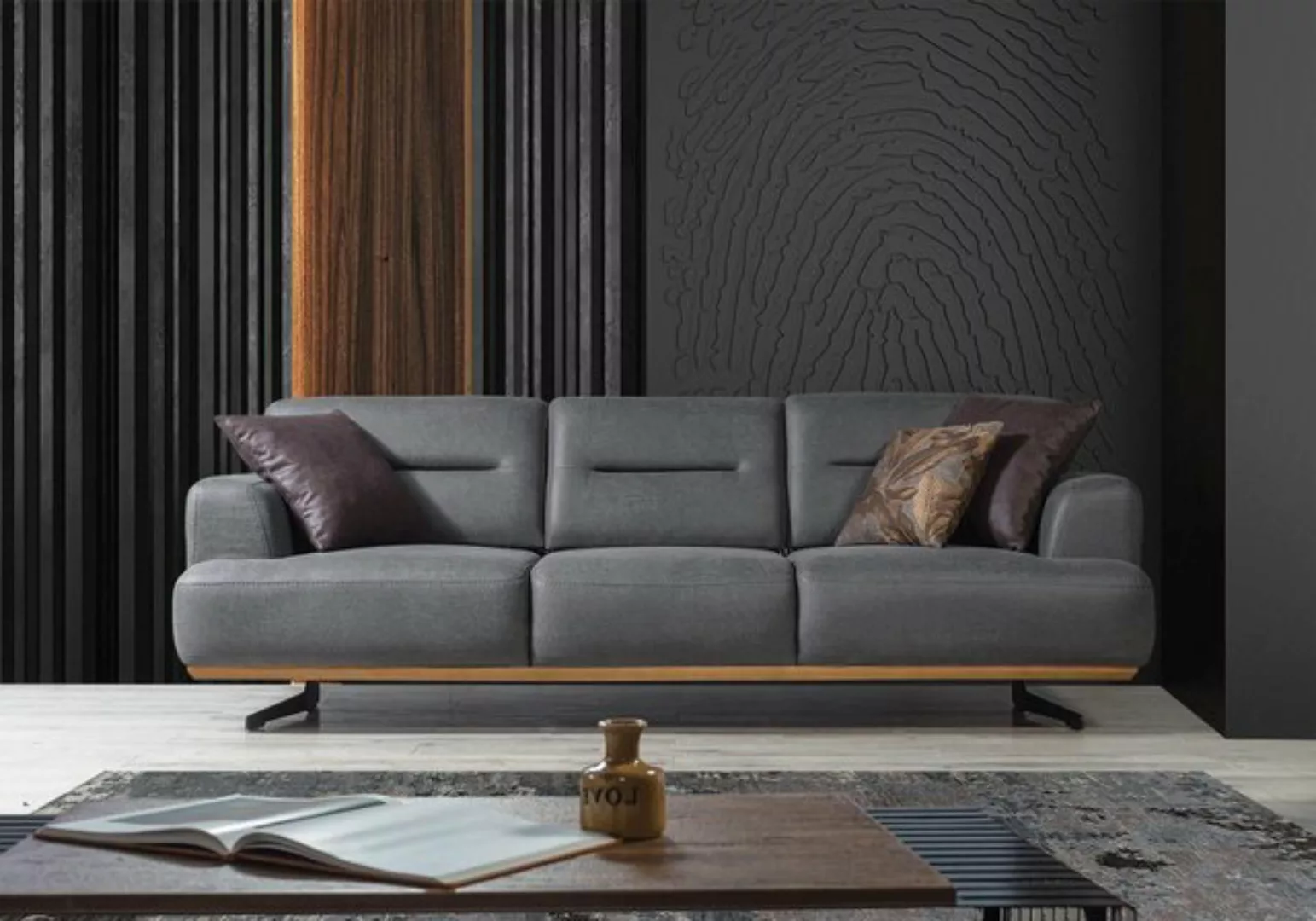 Xlmoebel Sofa Dreisitzer Grau Sofa in Luxusdesign für stilvolle, Hergestell günstig online kaufen