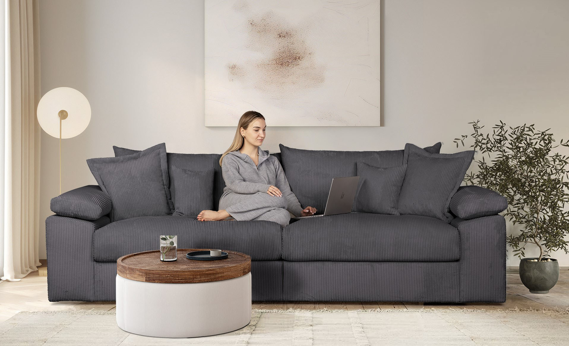 Home affaire Big-Sofa Soft&Cosy XL - Breite 246 cm, Mega-Sofa, in Cord, Fed günstig online kaufen