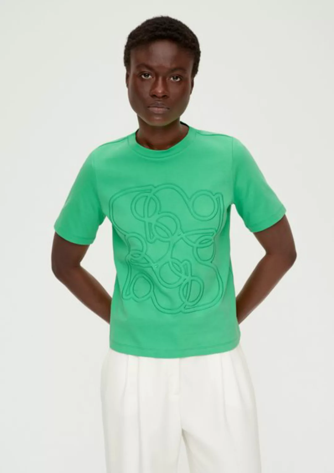 s.Oliver BLACK LABEL Kurzarmshirt T-Shirt mit Stickerei Stickerei günstig online kaufen