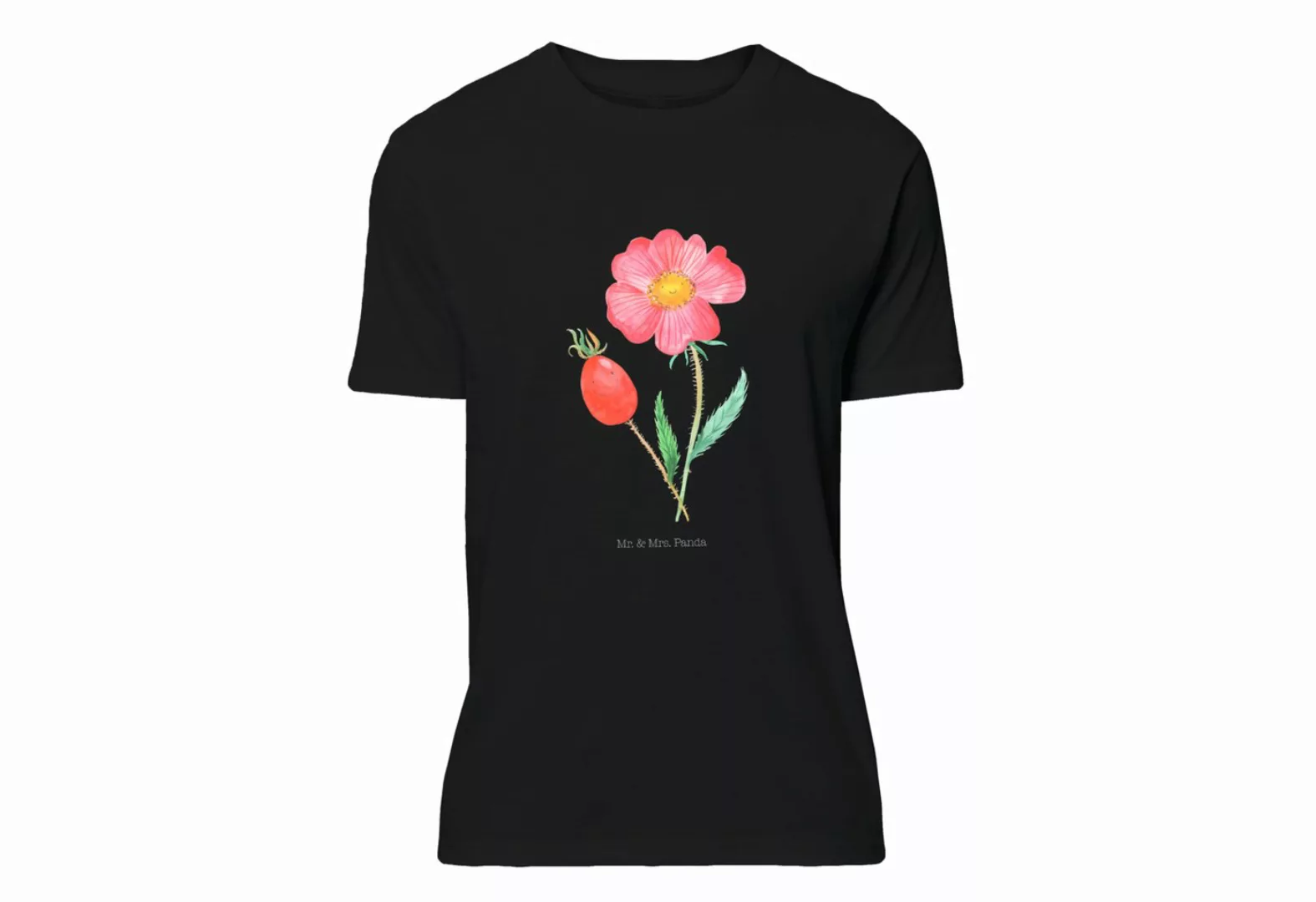 Mr. & Mrs. Panda T-Shirt Hagebutte - Schwarz - Geschenk, Pflanzen, Shirt, B günstig online kaufen