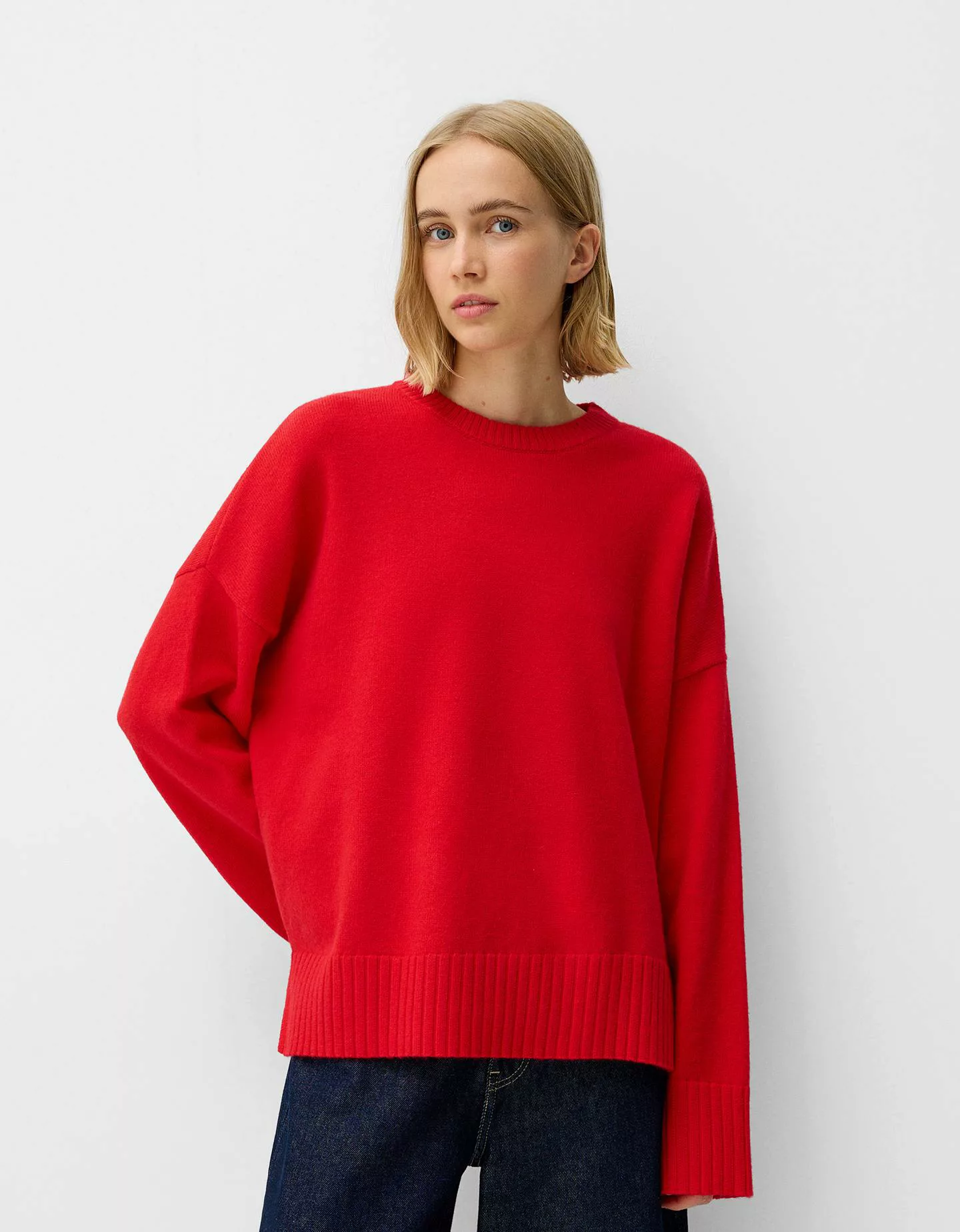 Bershka Pullover Mit Rundausschnitt Damen Xl Rot günstig online kaufen