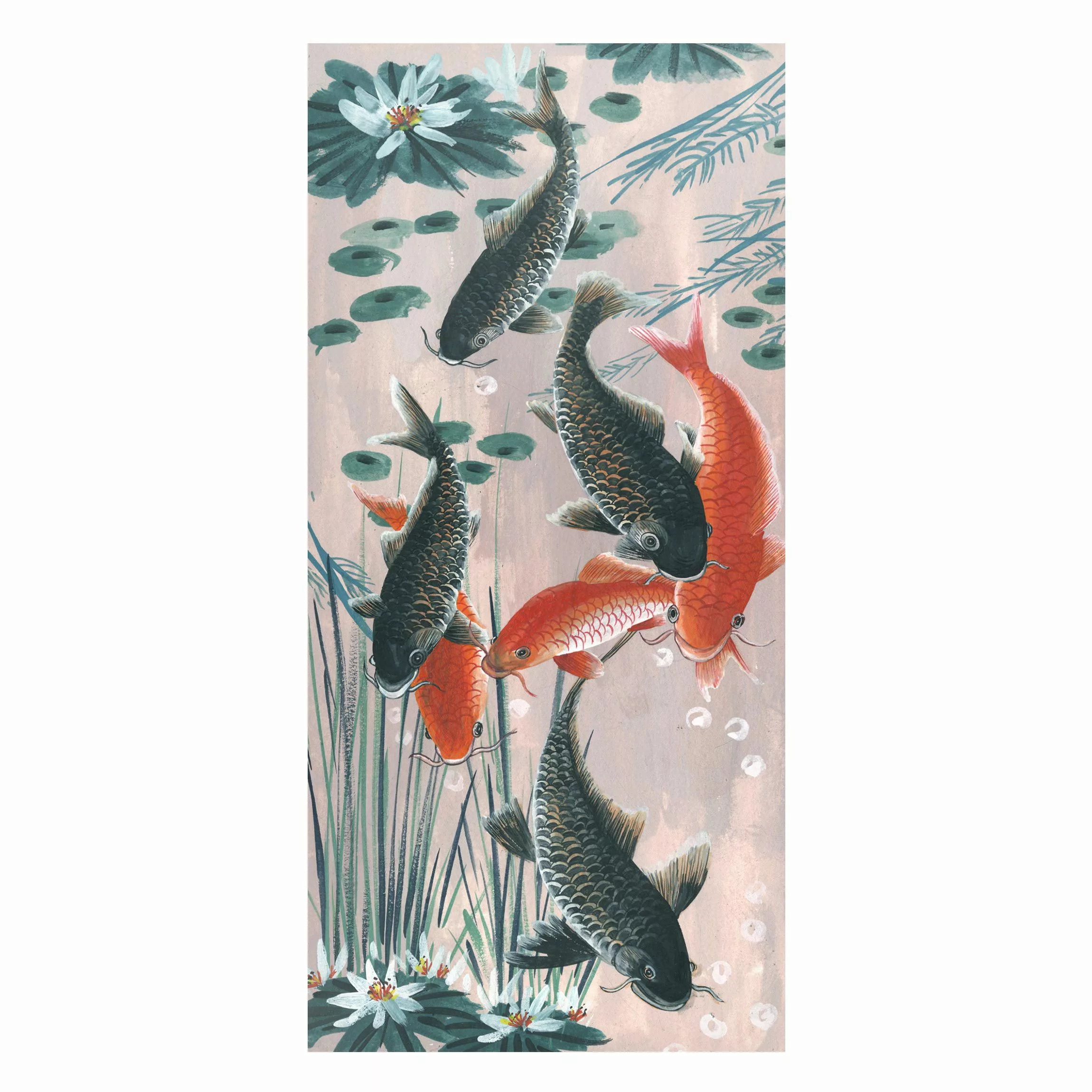 Magnettafel Blumen - Hochformat 1:2 Asiatische Malerei Kois im Teich II günstig online kaufen