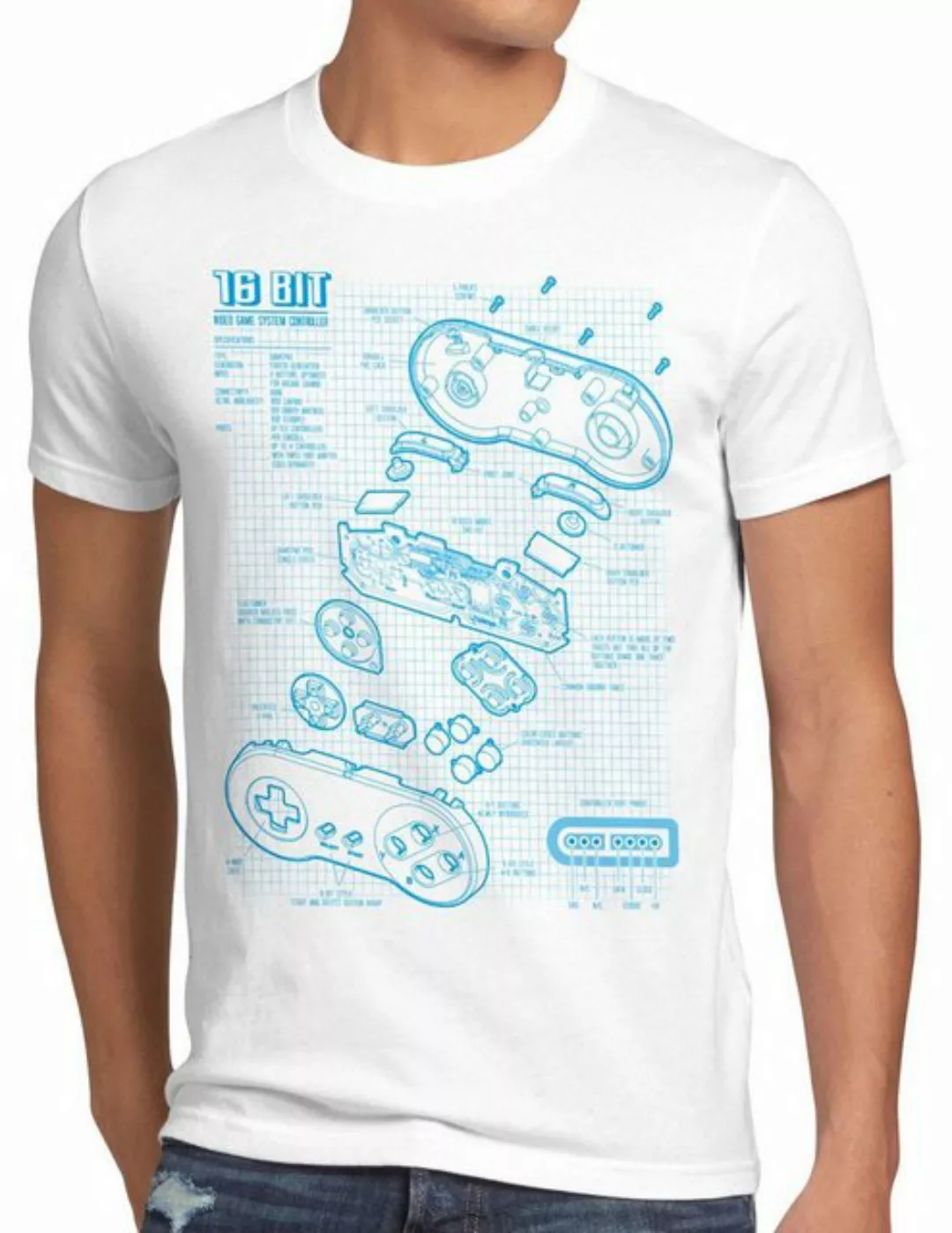 style3 Print-Shirt Herren T-Shirt 16-Bit Gamer classic snes nintendo nes sw günstig online kaufen