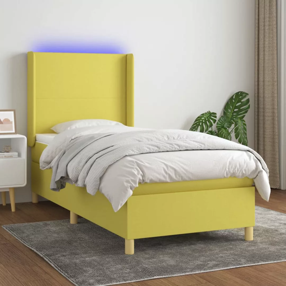 Vidaxl Boxspringbett Mit Matratze & Led Grün 100x200 Cm Stoff günstig online kaufen