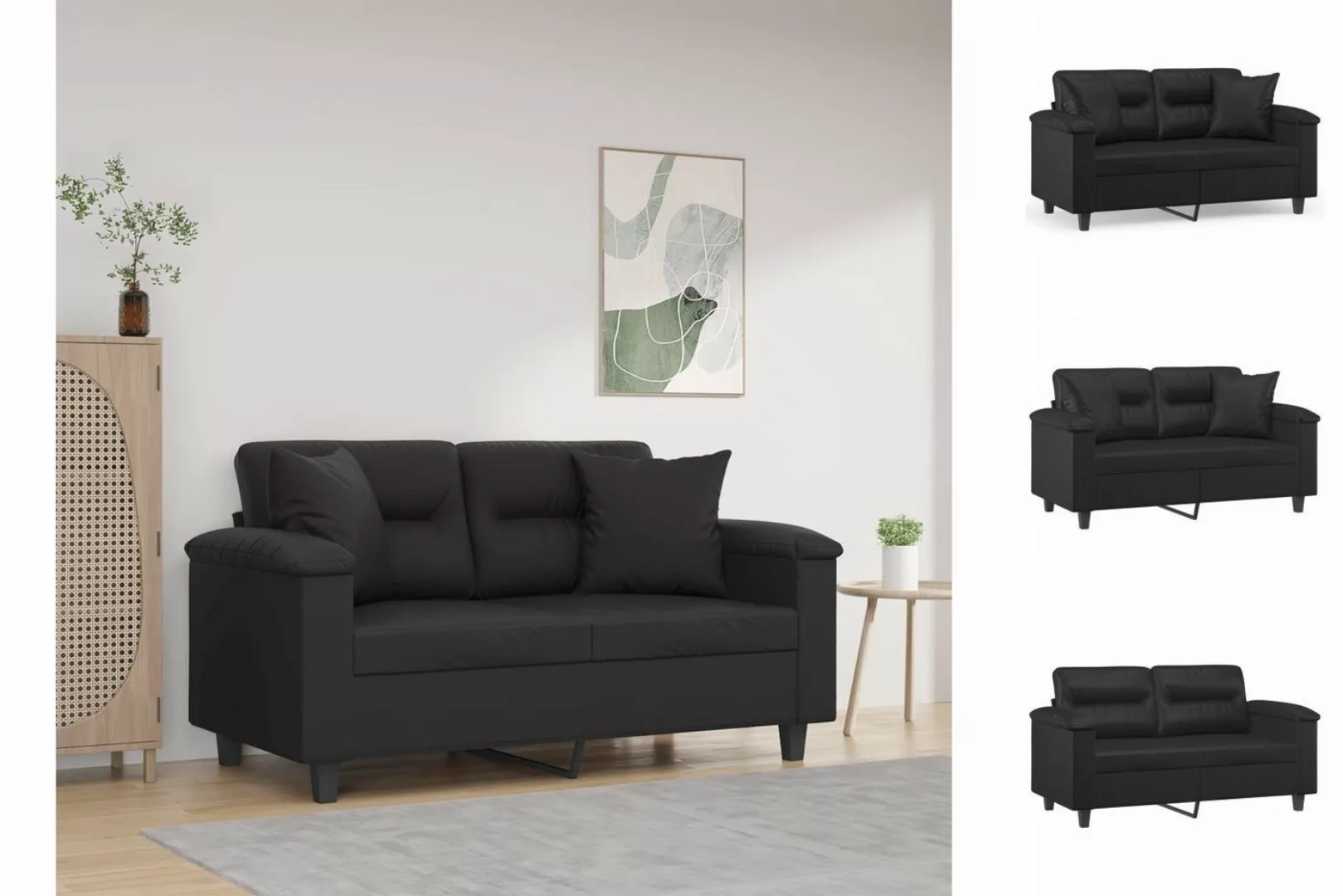 vidaXL Sofa 2-Sitzer-Sofa mit Zierkissen Schwarz 120 cm Kunstleder günstig online kaufen