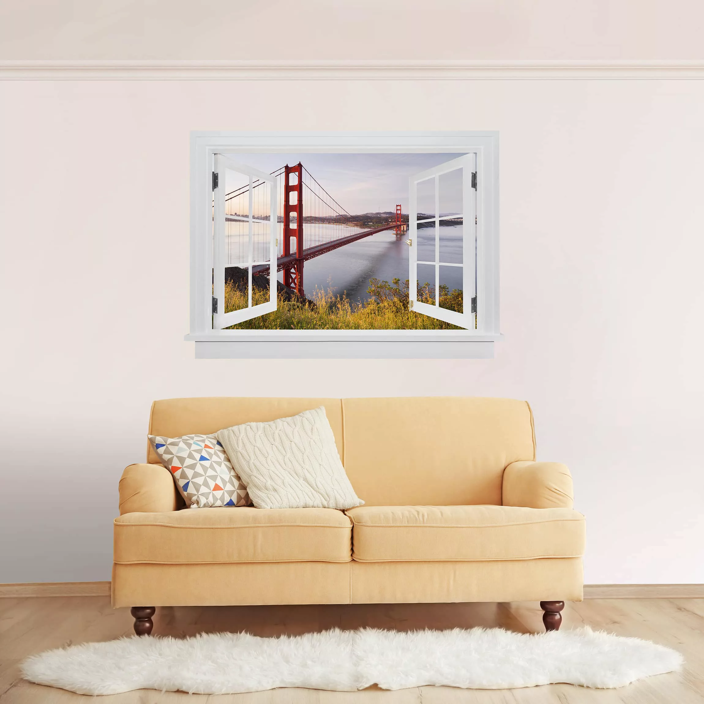 3D Wandtattoo Offenes Fenster Golden Gate Bridge in San Francisco günstig online kaufen