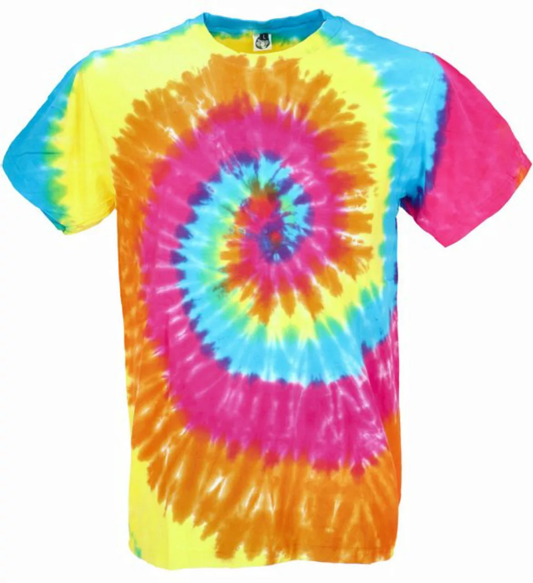 Guru-Shop T-Shirt Regenbogen Batik T-Shirt, Herren Kurzarm Tie.. Handarbeit günstig online kaufen