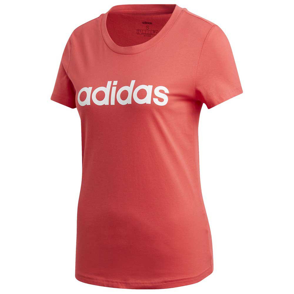 Adidas Essentials Linear Slim Kurzärmeliges T-shirt S Core Pink / White günstig online kaufen