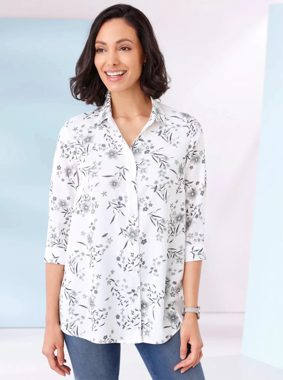 Sheego Druckbluse "Große Größen", in leichter A-Linie, mit floralem Print günstig online kaufen