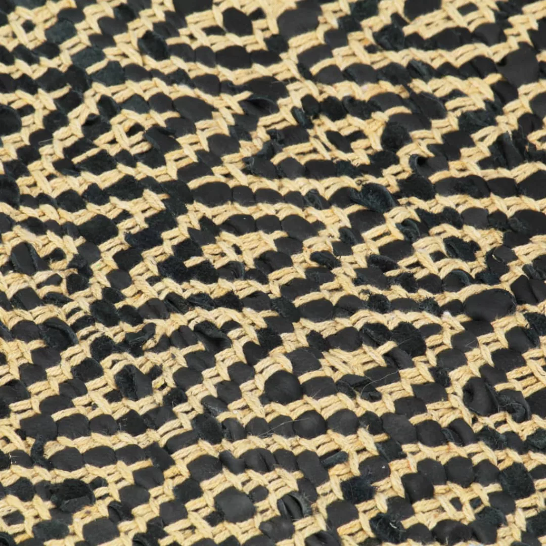 Handgewebter Chindi-teppich Leder Baumwolle 160x230cm Schwarz günstig online kaufen