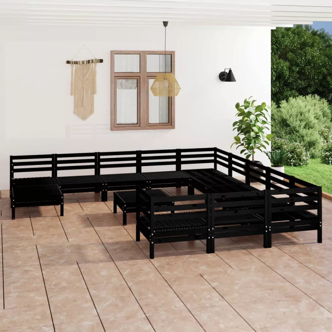 13-tlg. Garten-lounge-set Schwarz Massivholz Kiefer günstig online kaufen