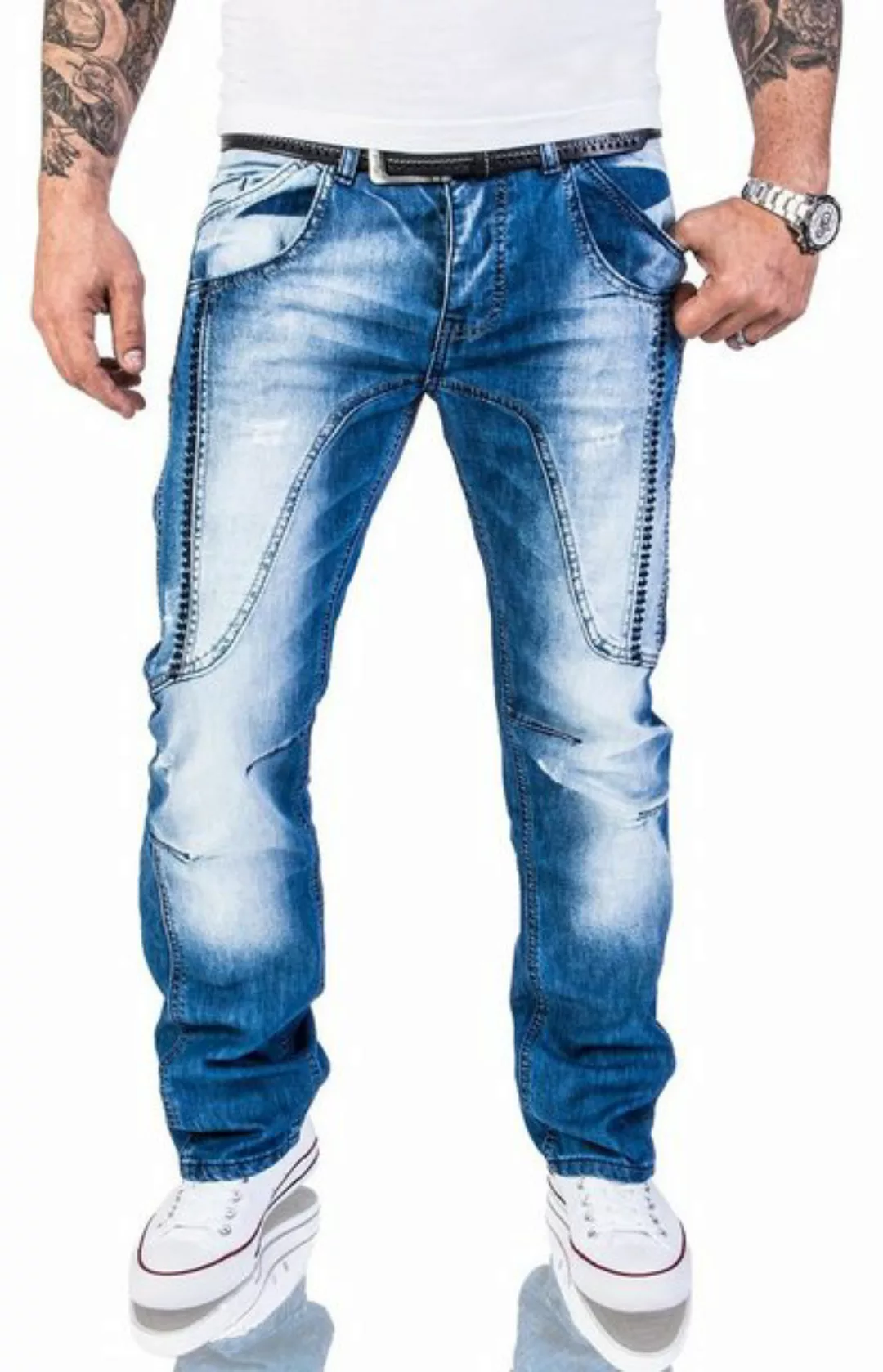 Rock Creek Straight-Jeans Herren Jeans Stonewashed Hellblau RC-2011 günstig online kaufen