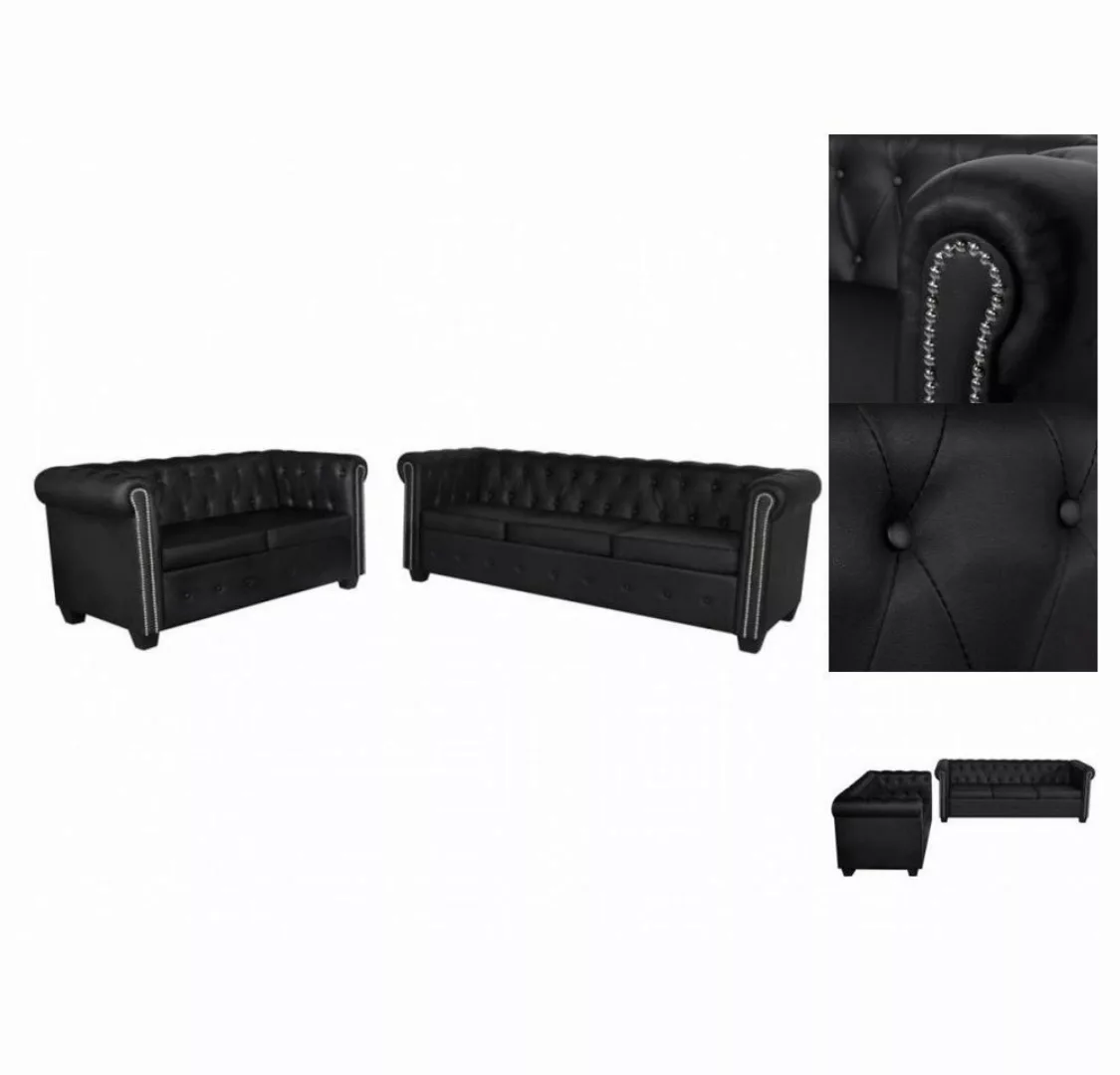 vidaXL Sofa Chesterfield Sofa 2-Sitzer und 3-Sitzer Kunstleder Schwarz günstig online kaufen