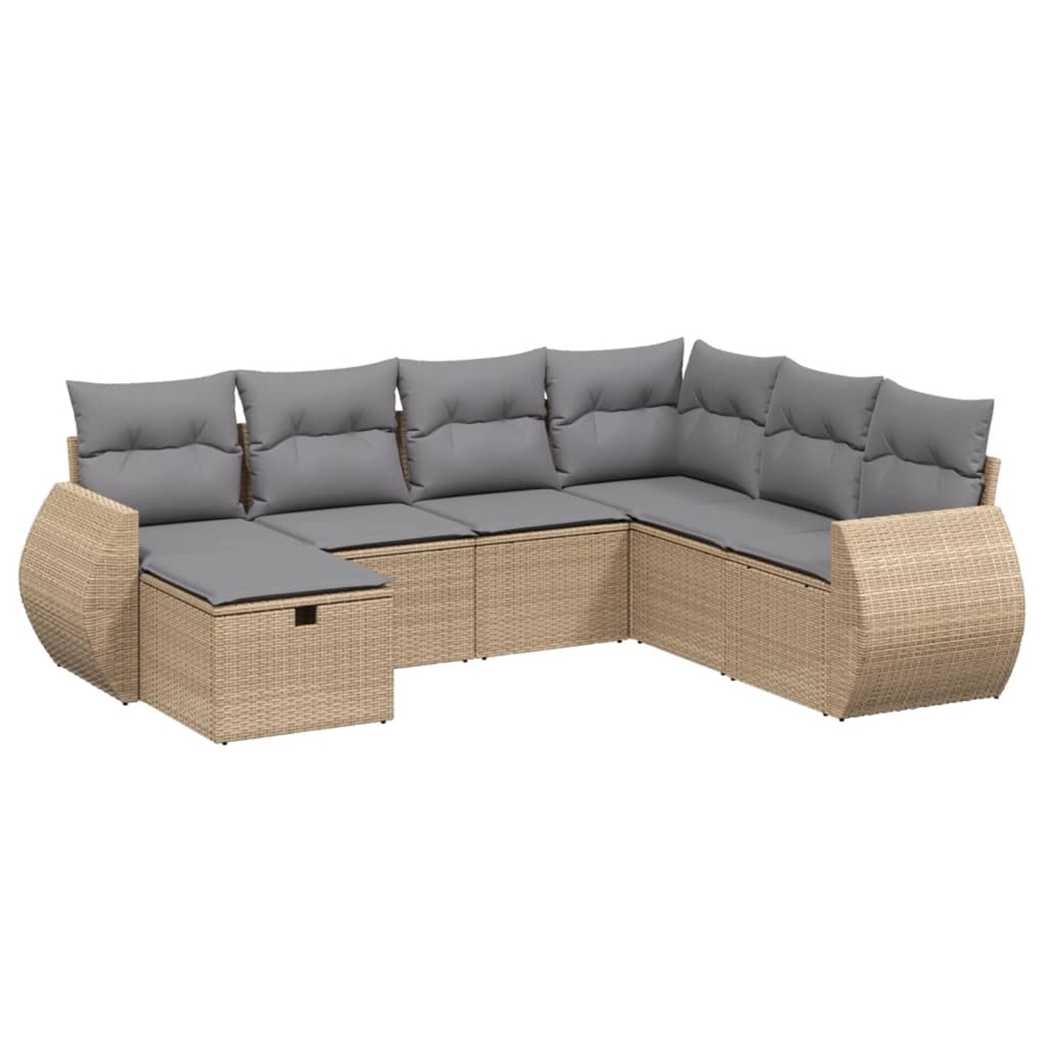 vidaXL 7-Tlg Garten-Sofagarnitur mit Kissen Beige Poly Rattan 3264145 günstig online kaufen