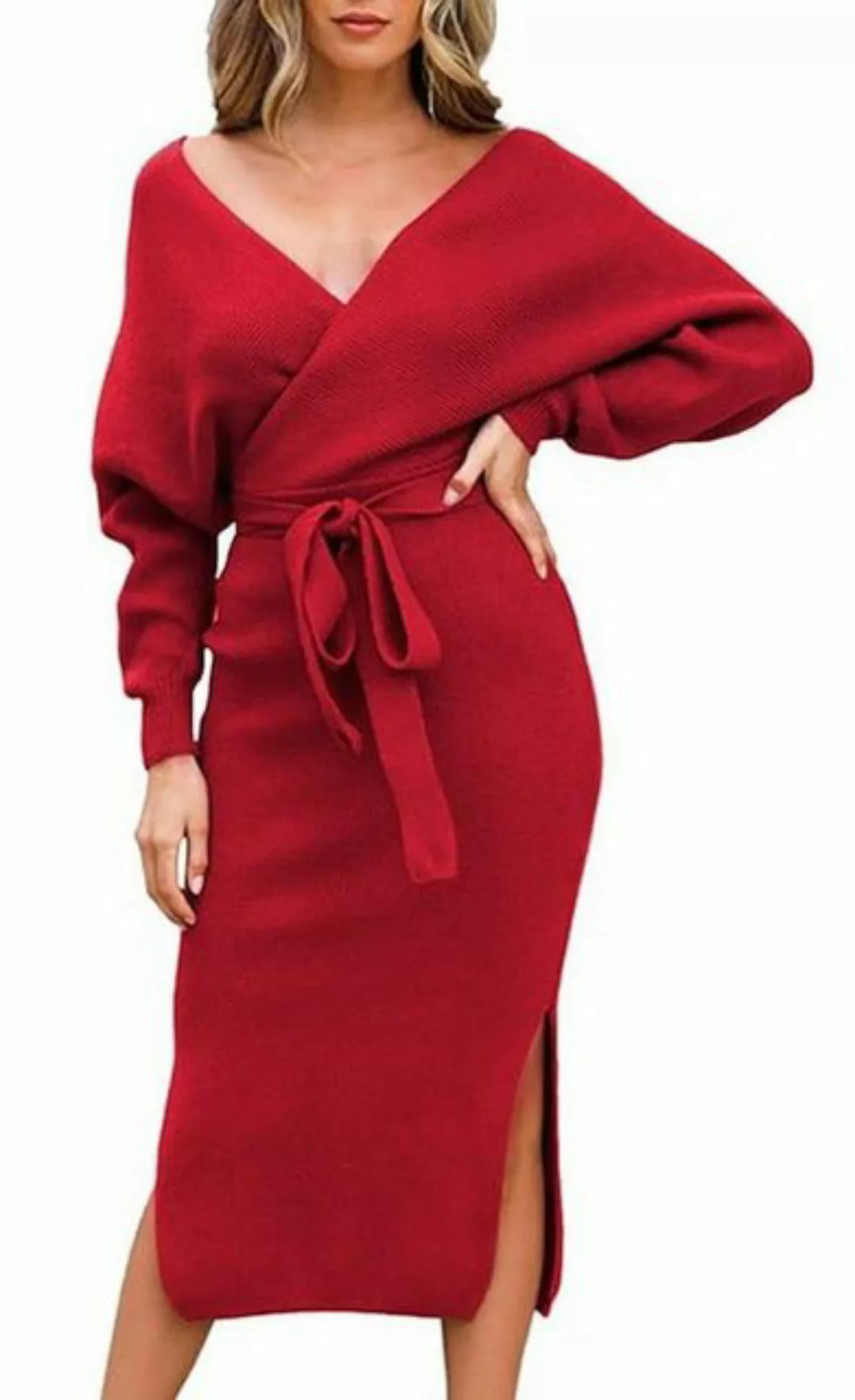 AFAZ New Trading UG Sommerkleid Damen Elegant Pullover Midikleid Tunika V-A günstig online kaufen
