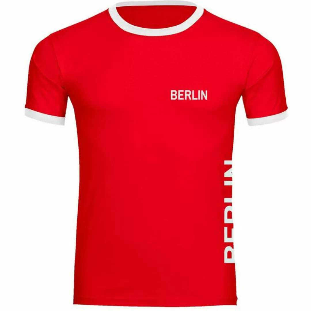 multifanshop T-Shirt Kontrast Berlin rot - Brust & Seite - Männer günstig online kaufen