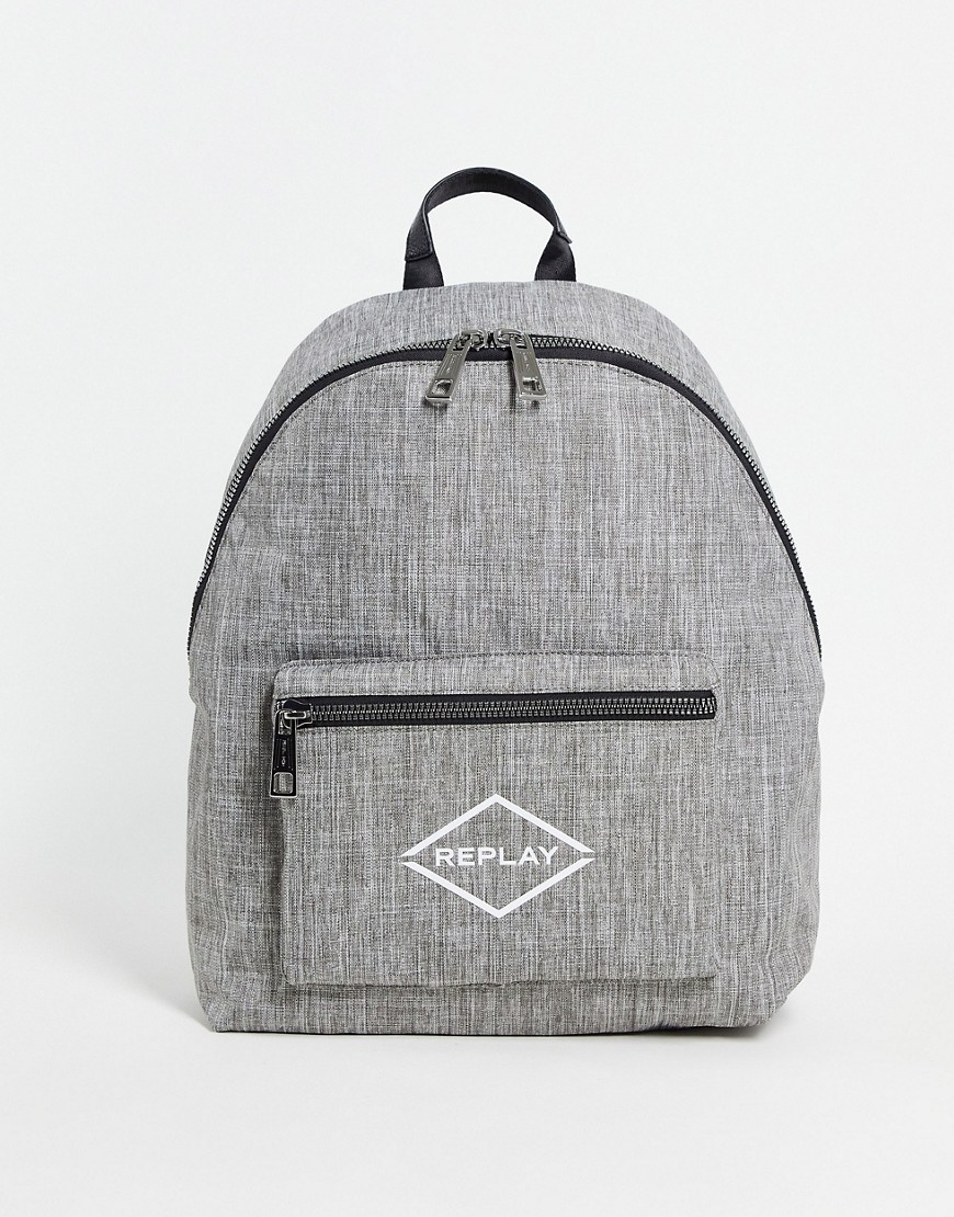 Replay – Rucksack mit Logo-Grau günstig online kaufen