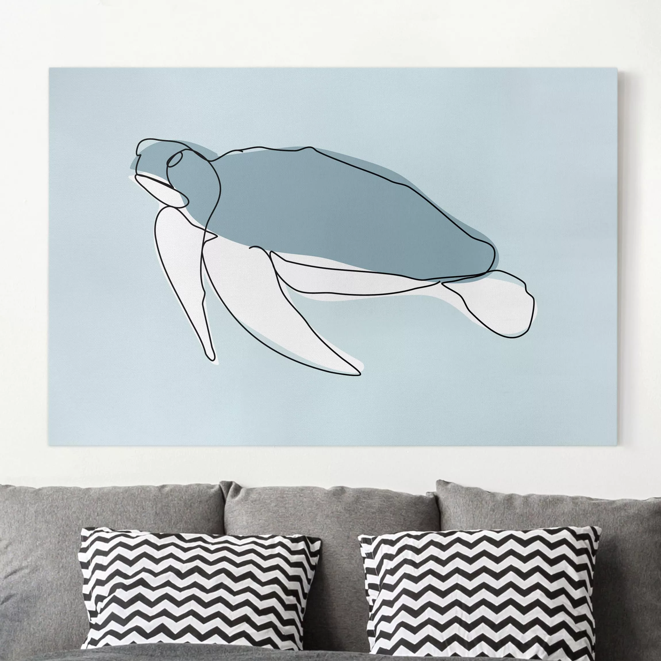 Leinwandbild Tiere - Querformat Schildkröte Line Art günstig online kaufen