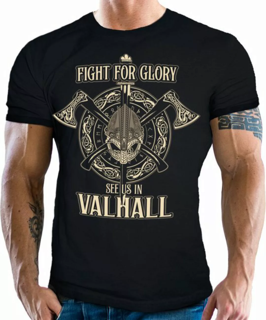 LOBO NEGRO® T-Shirt für den Wikinger Fan: Fight for Glory, see us in Valhal günstig online kaufen