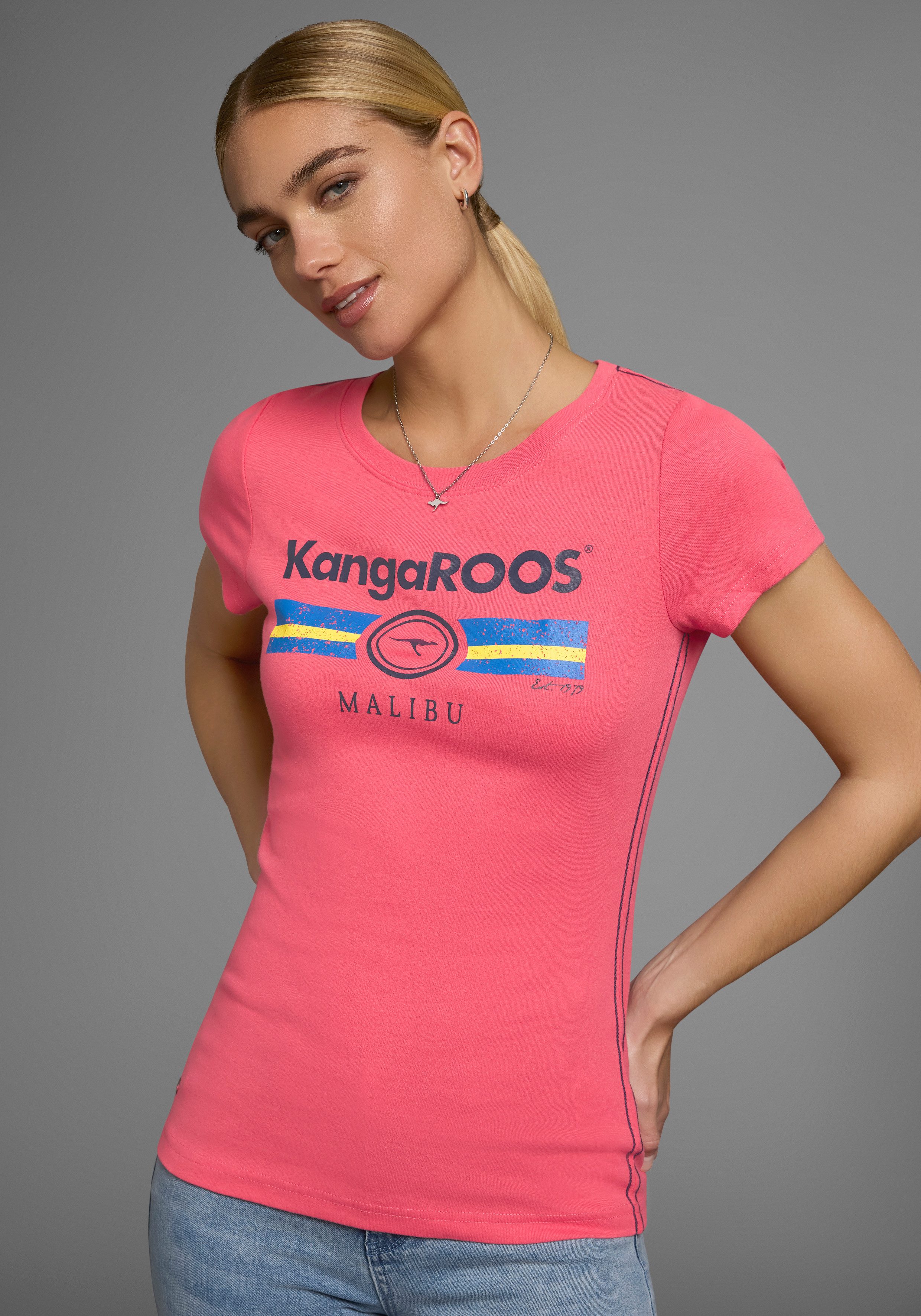 KangaROOS T-Shirt Kurzarm, unifarben und bedruckt, günstig online kaufen