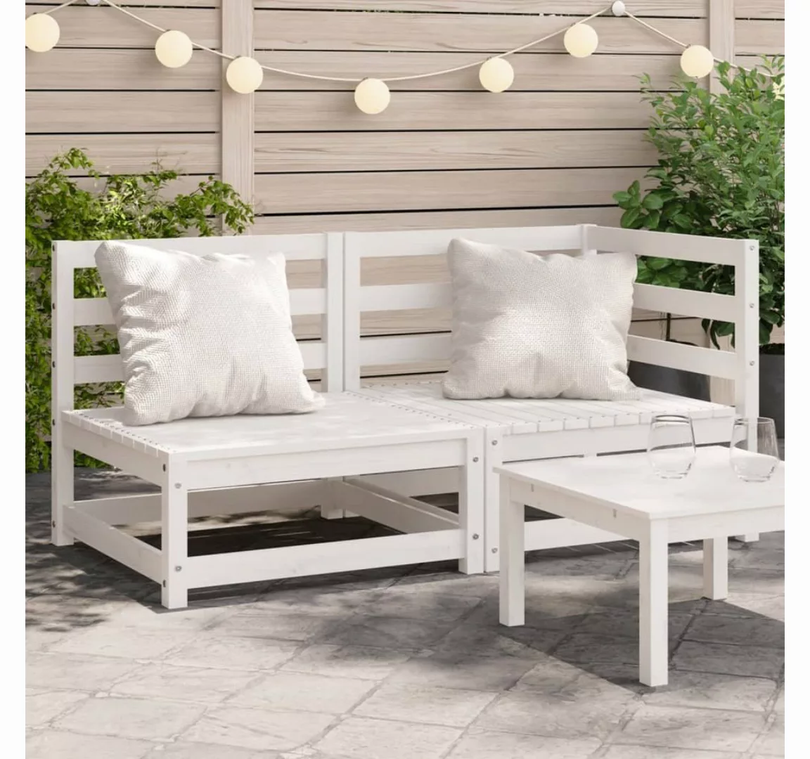 vidaXL Loungesofa Gartensofa 2-Sitzer Weiß Massivholz Kiefer, 1 Teile günstig online kaufen