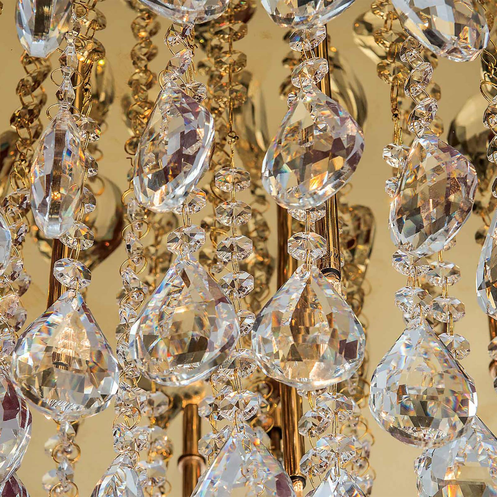 Deckenlampe Celeste mit K9-Kristallen, Ø45cm, gold günstig online kaufen
