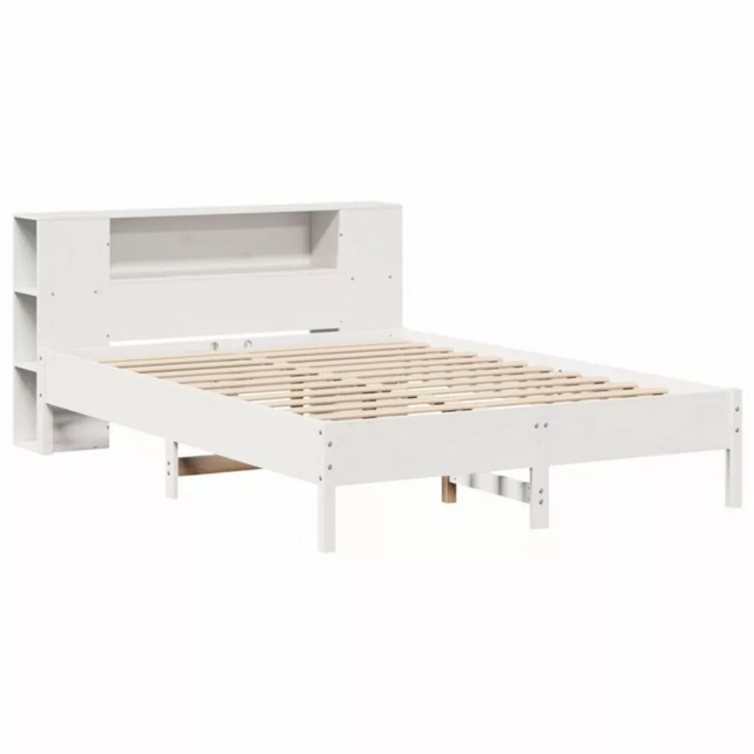 vidaXL Bett Massivholzbett mit Regal ohne Matratze Weiß 135x190 cm Kiefer günstig online kaufen